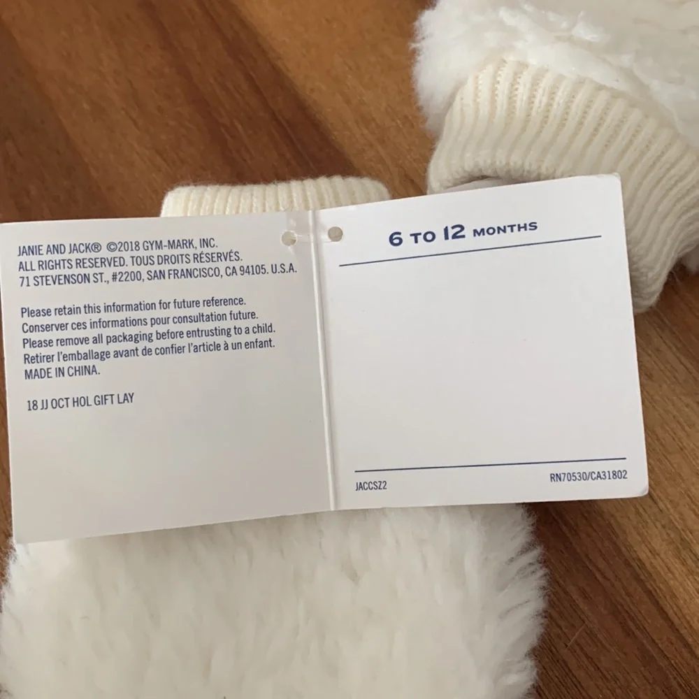Janie and Jack White Mitten Mitts